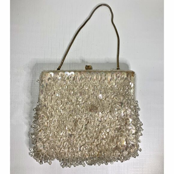 Unbranded Handbags - 1950s Beaded Clutch Evening Bag Hong Kong Vintage Sequins Formal Cocktail